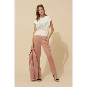 Ba&sh Dana Pink Rose Shiny Satin Trouser Pants